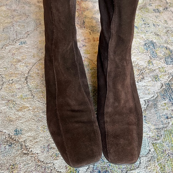 Prada Brown Suede Leather Designer Riding Boots Size 40 US 9.5 to 10 - Picture 2 of 13